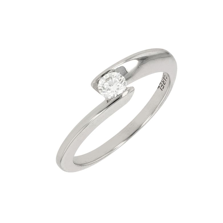 Solitaire signé GAREL diamant 0.18 carat or blanc 3.60g Comme neuf -  reconditionné disponible sur Gemme Les Bijoux